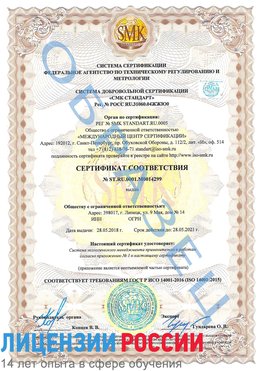 Образец сертификата соответствия Семенов Сертификат ISO 14001